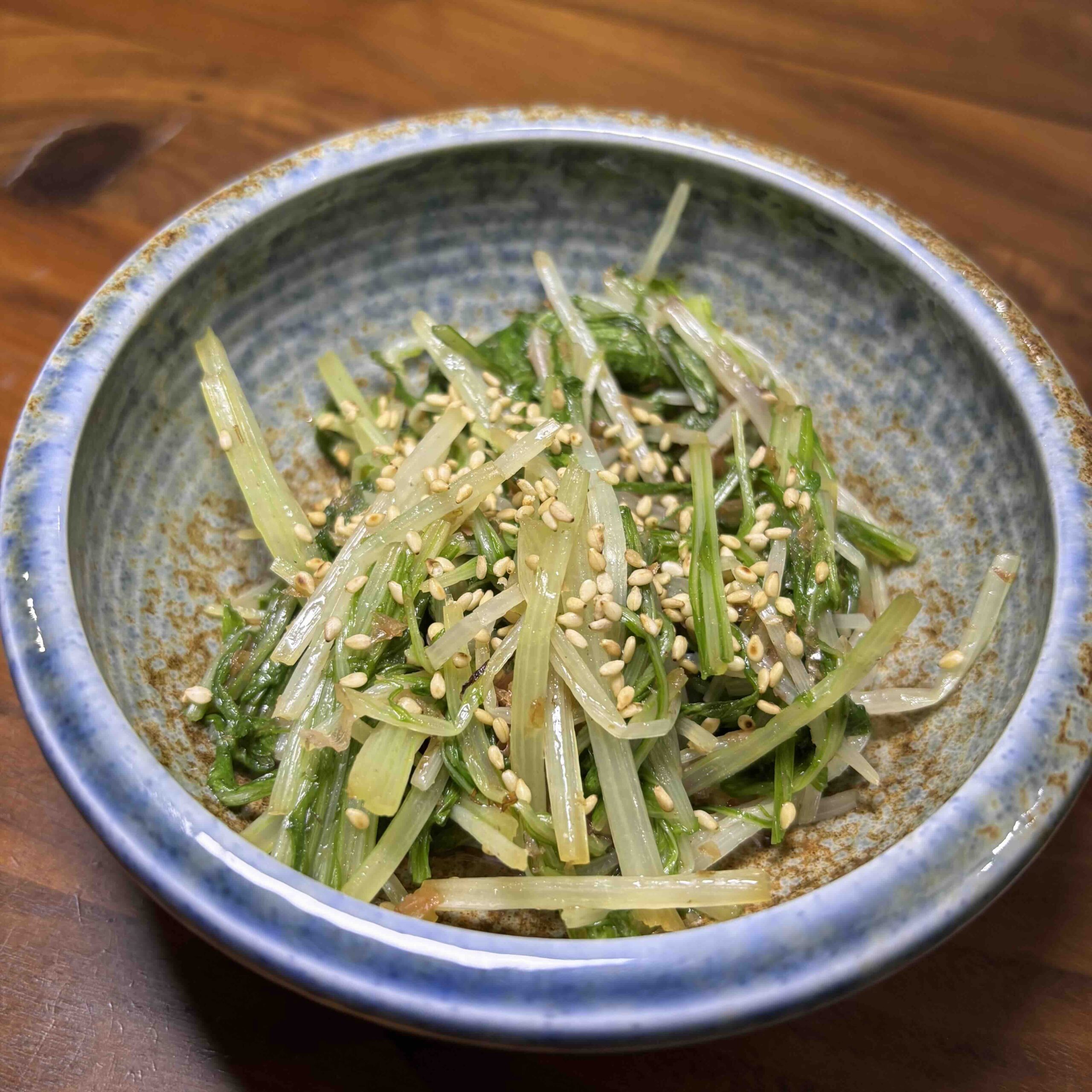 Receta de  Mizuna con Katsuobushi al Microondas (Mizuna no Okaka Ae)